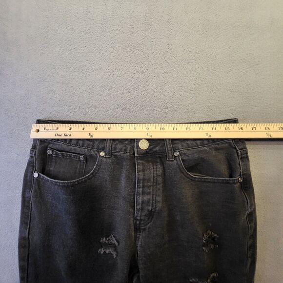 Boohoo Man Mens 32x30 Black Straight Leg Distressed Denim Button Fly - Picture 9 of 12
